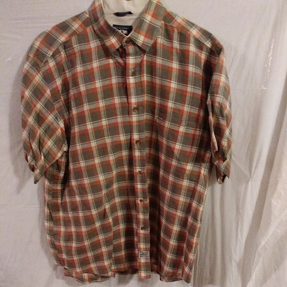 Woods & Gray Large Plaid Short Sleeve Button orang